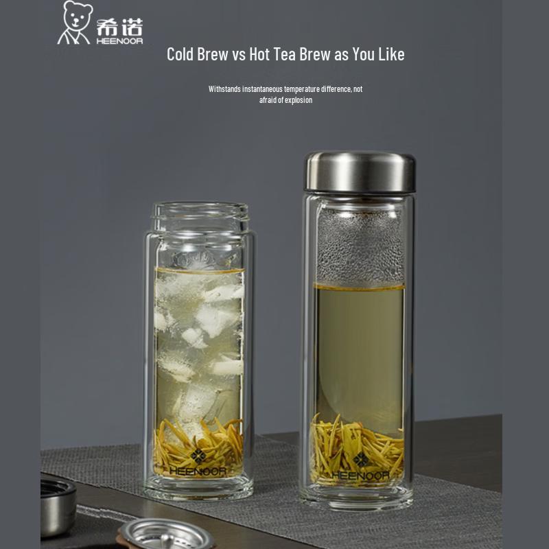 Heenoor Double-Layer Anti-Scald Glass Tea Cup