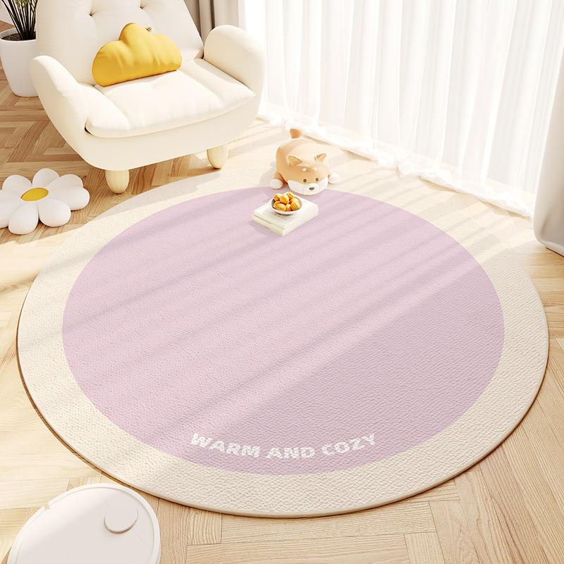 Summer Carpet Round Cartoon Living Room Floor Mat Children's Room Cream Style Dopamine Simple Mat Home Decoration