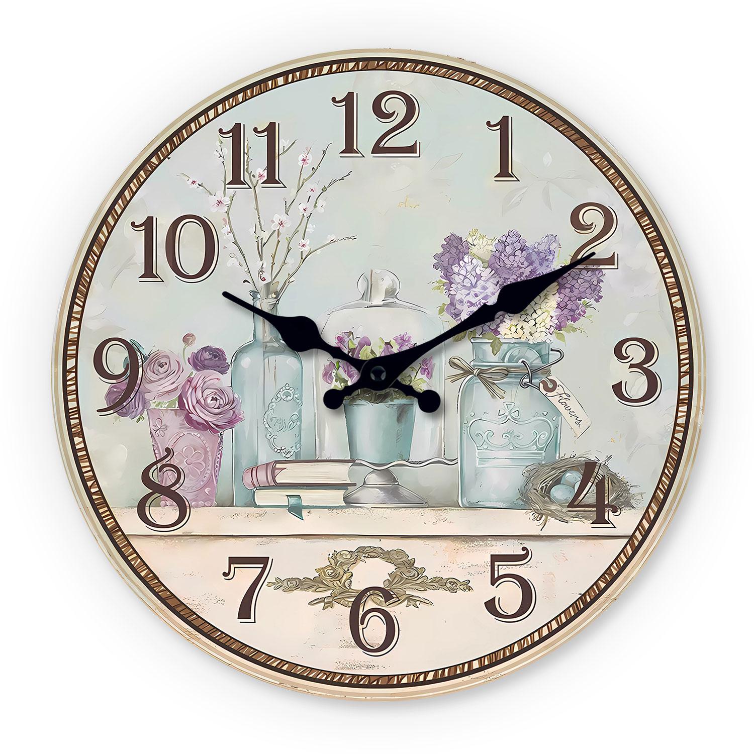 [10-14Inch] High-Quality 1 High-Quality Wooden High-Quality Patterned High-Quality Wall High-Quality Clock, High-Quality Silent High-Quality Running (as the picture,10 Inch)