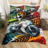 Off-Road Motorcycle Rider Three-Piece Quilt Cover 3D Digital Printing Bedding Set Bed Cover