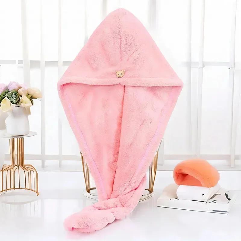 Hair Drying Hat Quick-dry Microfiber Hair Towel Cap Hat Women Bath Hat Solid Towel Cap Super Absorption Turban Hair Dry Cap 1PC