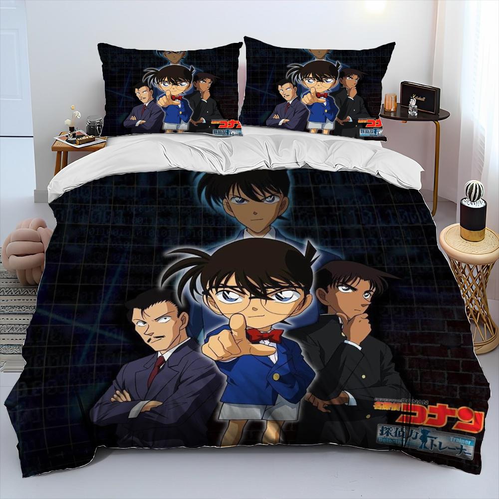 Comforter Detective Conan Cartoon Anime Comforter Bedding Set Bed Set King Queen Size Bedding Set Kids