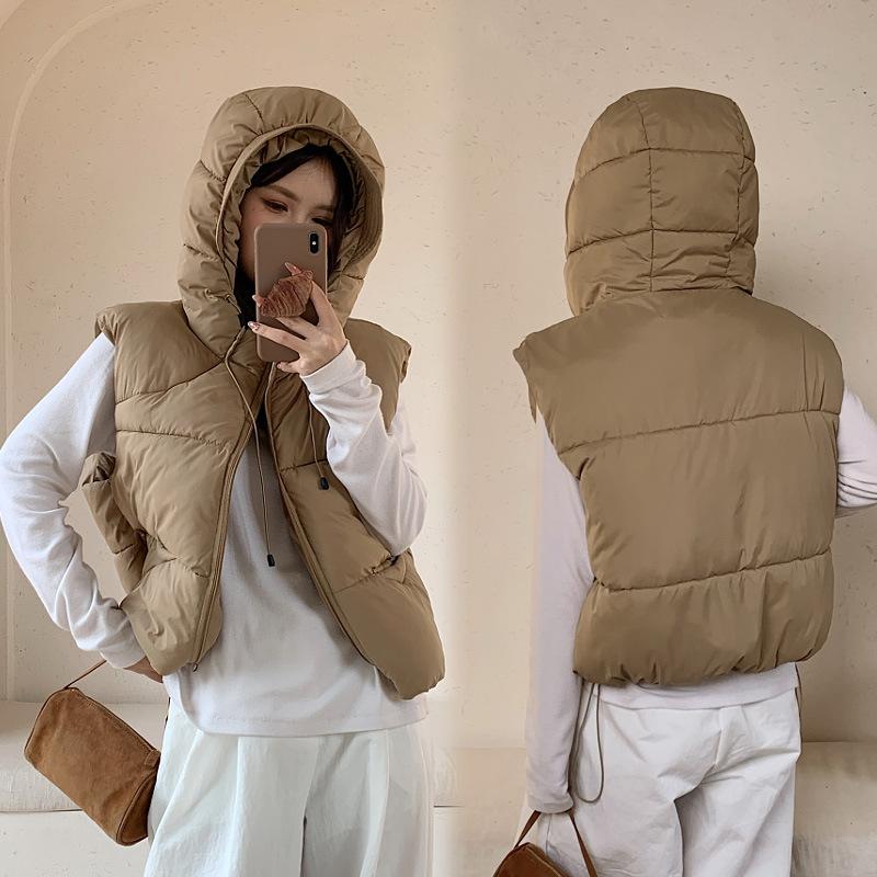 2025 autumn and winter new cotton vest women's Korean version loose stand-up collar loose girlfriend clothing cotton vest outer jacket