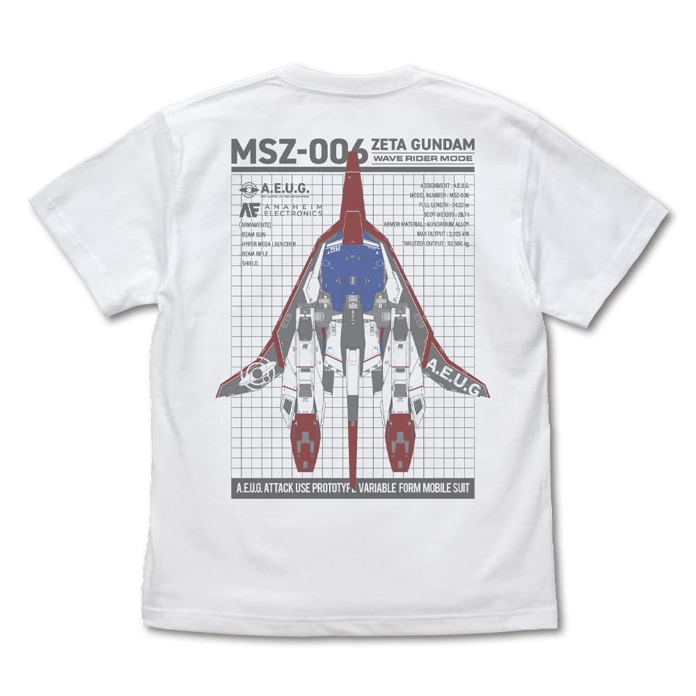 COSPA Mobile Suit Z Gundam Original Waverider T-Shirt, White, Size M