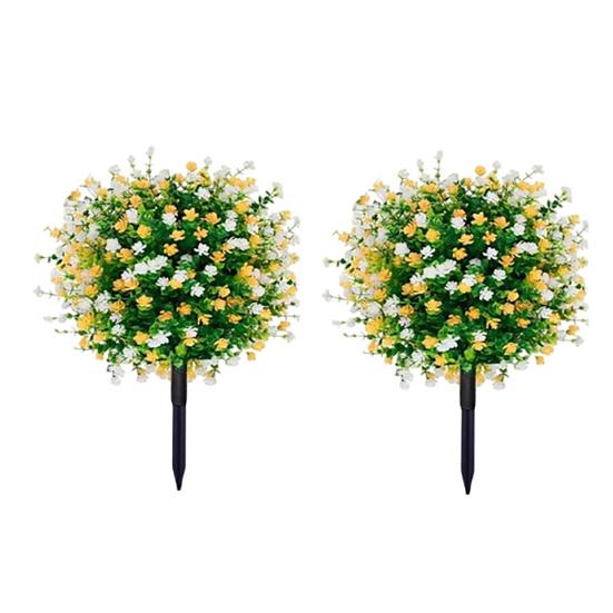Artificial Camellia Topiary Ball Trees UV Resistant Faux Camellia Shrubs with Stake Realistic Fake Plants Bushes for Front Door Farmhouse Porch Garden