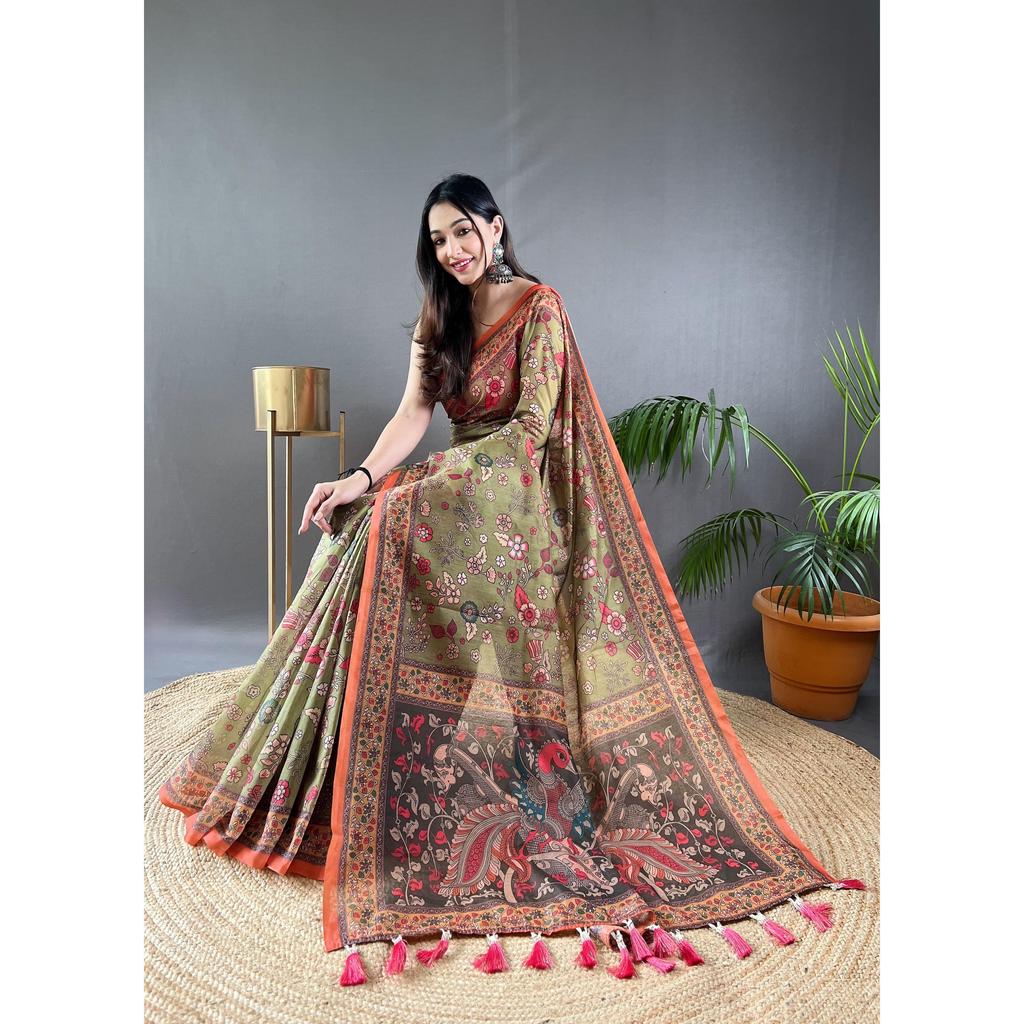 Stylish Casual Wear & Office Wear Saree for Women, Blouse (Need To Be Stitched As Per Size And Fit)