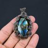 Labradorit-Edelstein, Kupferdraht, handgefertigter Anhänger, Schmuck, Geschenk für die Liebe