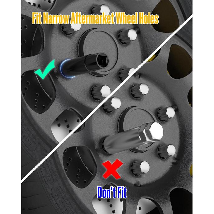 7 Spline Lug Nut Key, 1/2" Drive Impact Socket Fit For M14X1.5 M14X2.0 9/16-18 Aftermarket Lugnuts, Thin Walled Design Spline Socket For Easy Removal