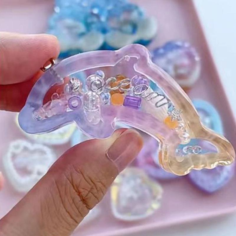 Quicksand Resin Casting Molds Dolphin Shape Resin Art Shaker Mold Crystal Silicone Pendant Molds DIY Keychain Earring