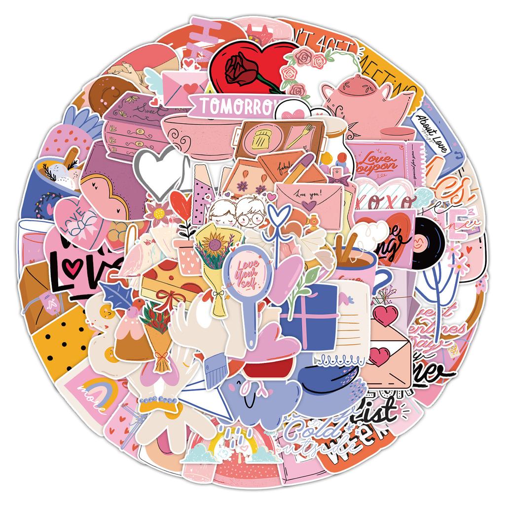 100 Valentine's Day Graffiti Stickers Suitcase Car Notebook Skateboard Water Cup Waterproof Decorative Stickers