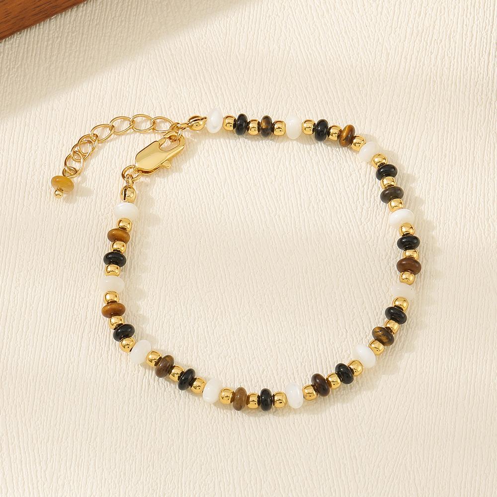 Autumn and winter explosion Maillard tiger's eye stone beaded necklace bracelet high-end agate light luxury retro collarbone chain stacked wear