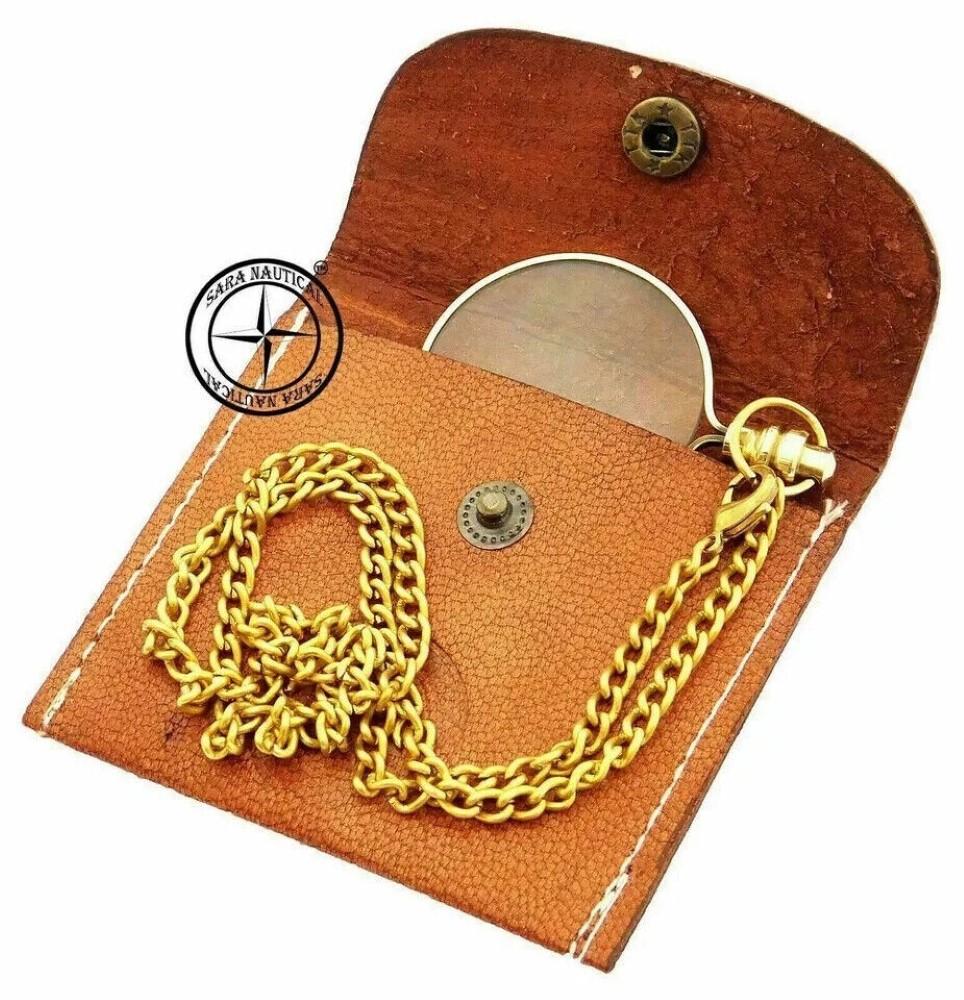Brass Magnifying Glass Optical Magnifier Lens with Necklace Chain Monocle