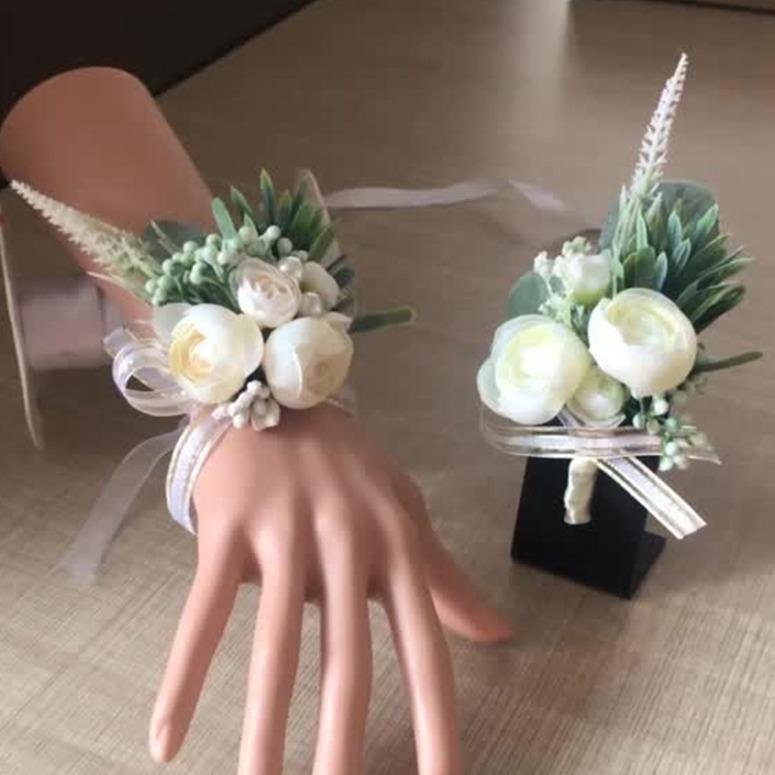 Wedding Bride and Groom Corsage Fresh Forest Simulation Corsage Wrist Flower