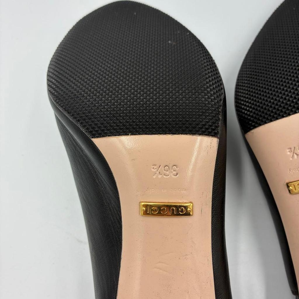 Used Rare GUCCI Gucci Sherry Line Leather Pumps 36.5 Black