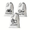 1/3Pcs Reusable Shopping Bags Vegetable Storage Bag Garlic Onion Fruit Drawstring Bags Canvas Bag Multipurpose Bags Portable