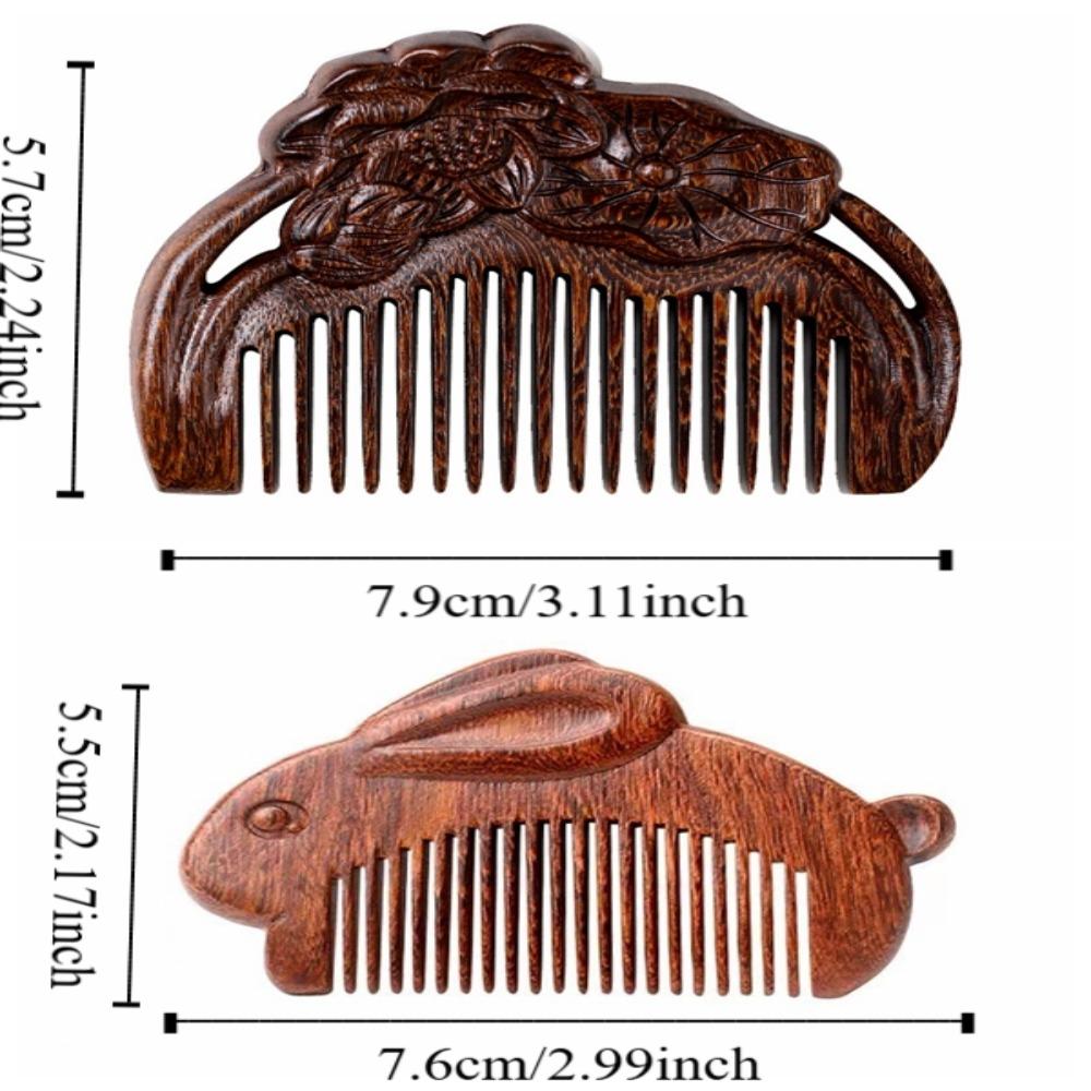 Rabbit Sandalwood Comb Anti Static Wooden Comb Portable Mini Comb Brush  Women