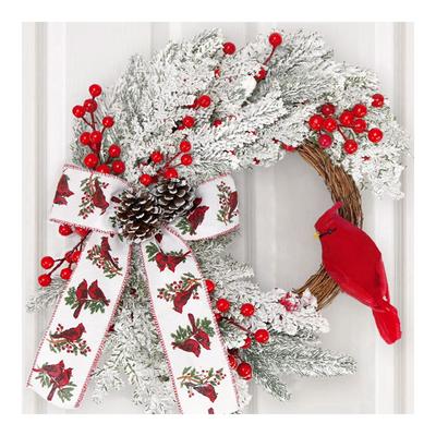 Couronnes de Noël YHOPE pour Porte d'Entrée, Couronne d'Oiseau Rouge de 19,6 Pouces Décorations Murales pour la Maison, Couronnes de Noël Couronne de Noël Extérieure
