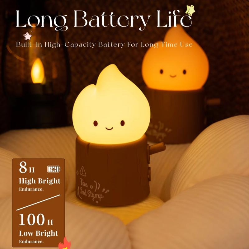 Flammenlose Kerzen-Nachtlicht, niedliches Nachtlicht, dimmbar, 2 Beleuchtungsmodi, Nachttischlampe fürs Kinderzimmer
