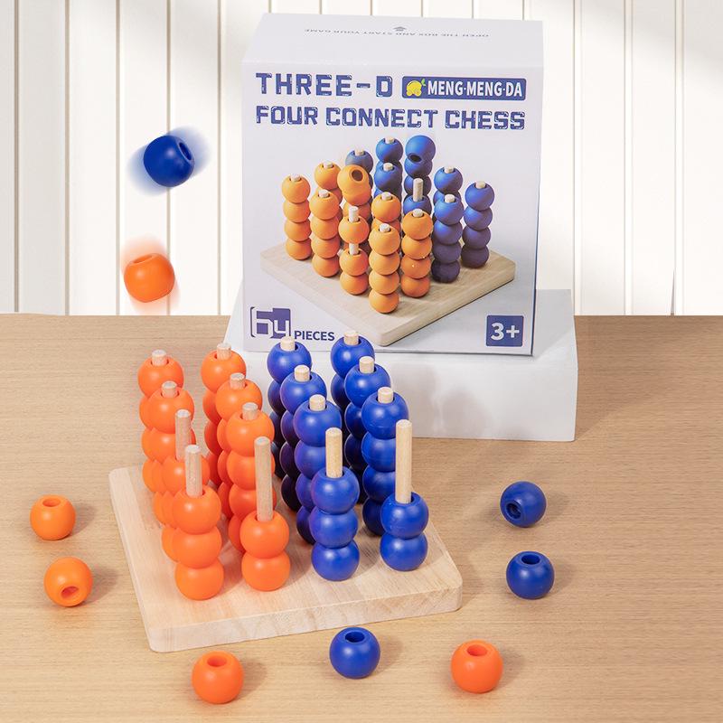 Montessori 3D Four-in-a-Row: Interactive Parent-Child Logic Board Game for Kids