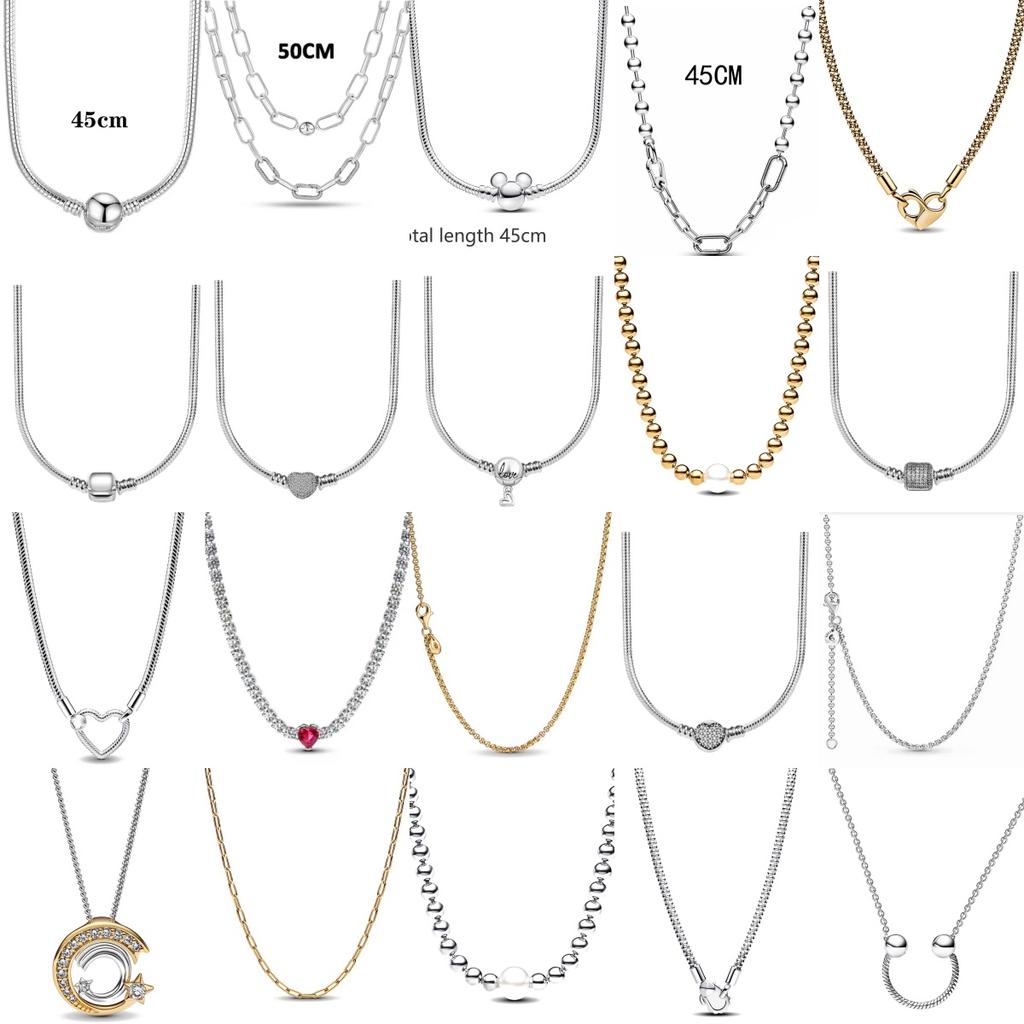 Fine 45Cm Copper Plated Snake Chain Necklace Heart Pendant Suitable For Original Bead Charm Diy Jewelry Gifts