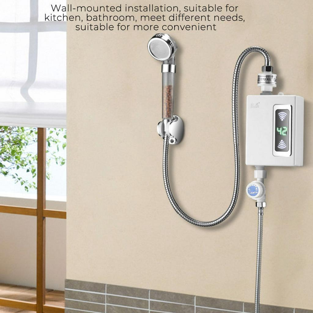 3000W Shower Tankless Tap Water Heater Bathroom Kitchen Instant Electric Hot Water Heater Tap Temperature Display Faucet
