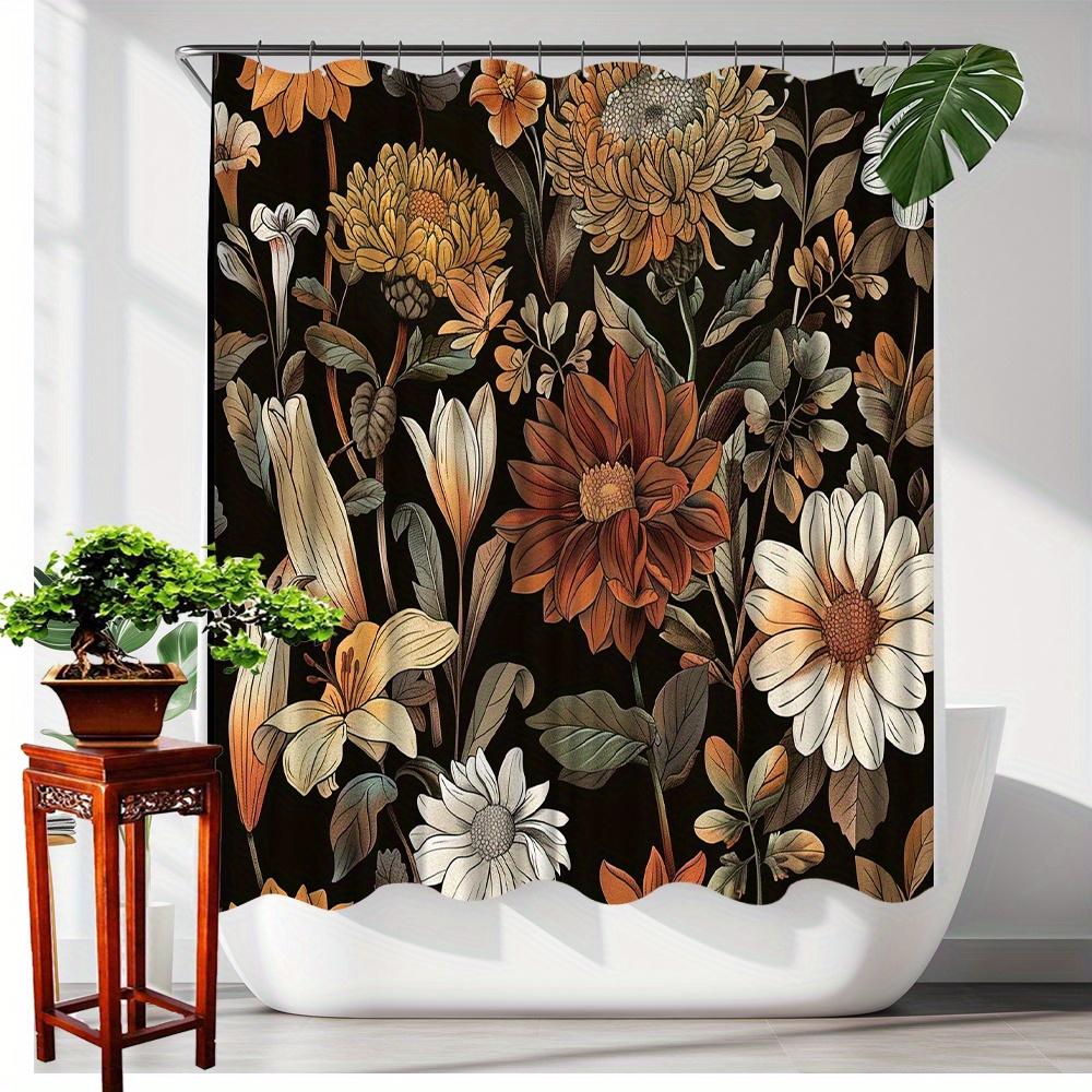 Vintage Floral Shower Curtain - Waterproof, Mildew-Resistant with Elegant Flower Design for Classic and Stylish Bathroom Decor