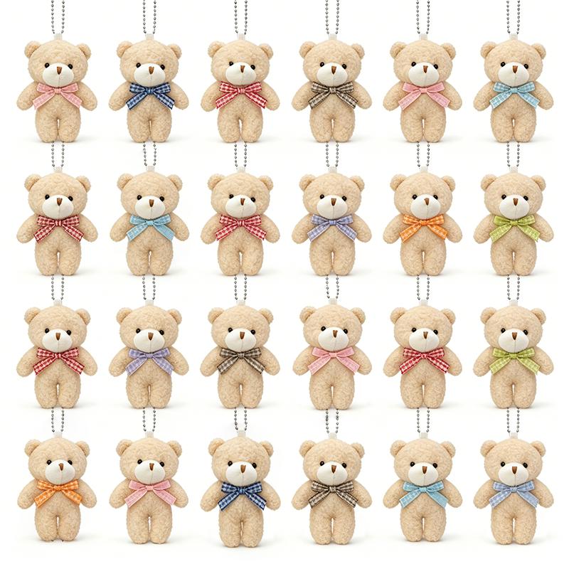 30/20/10 stuks Mini Teddyberen Kleine Zachte Knuffel Teddybeer Pop Pluche Beren Bulk voor Verjaardagsfeest Decoratie Bedankjes Tas Sleutelhanger 10PCS beige