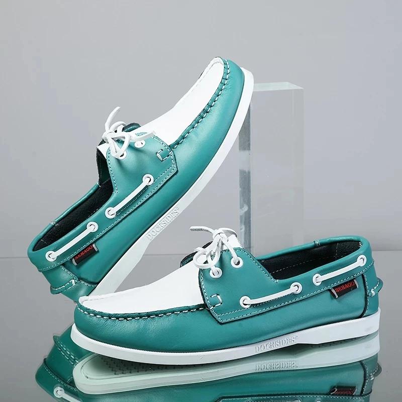 Loafers Shoes for Men Genuine Leather Driving Shoes Retro Fashion Docksides Boat Shoes Classic Men Designer Flat Shoe Big Size