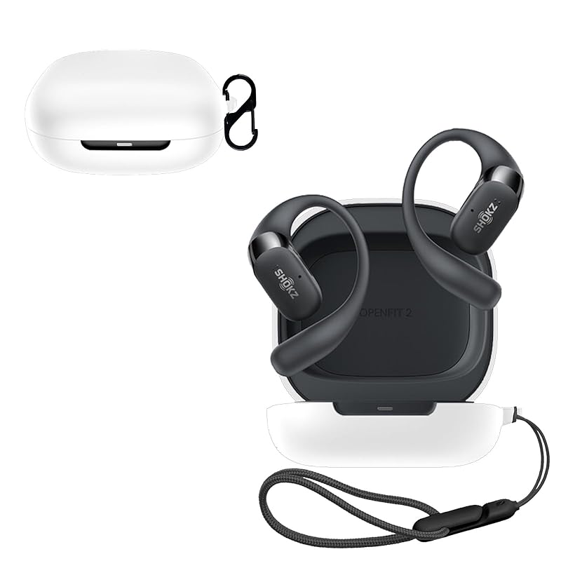 

For Shokz OpenFit 2 for case cover [NOUKAJU] wireless earphones silicon protective case (With carabiner + strap included) ) Fall prevention Scratch