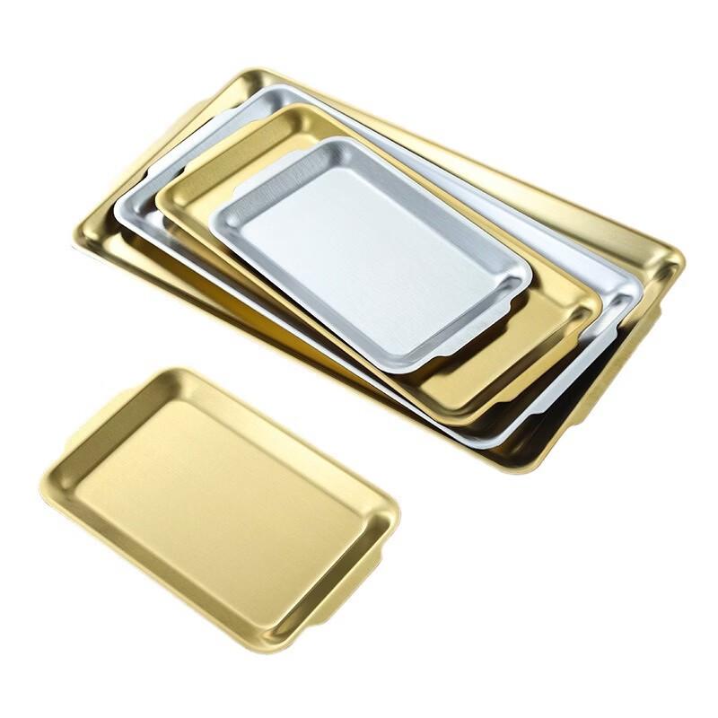 

Zhi Shi Creative Gold Stainless Steel Rectangular Serving Plate