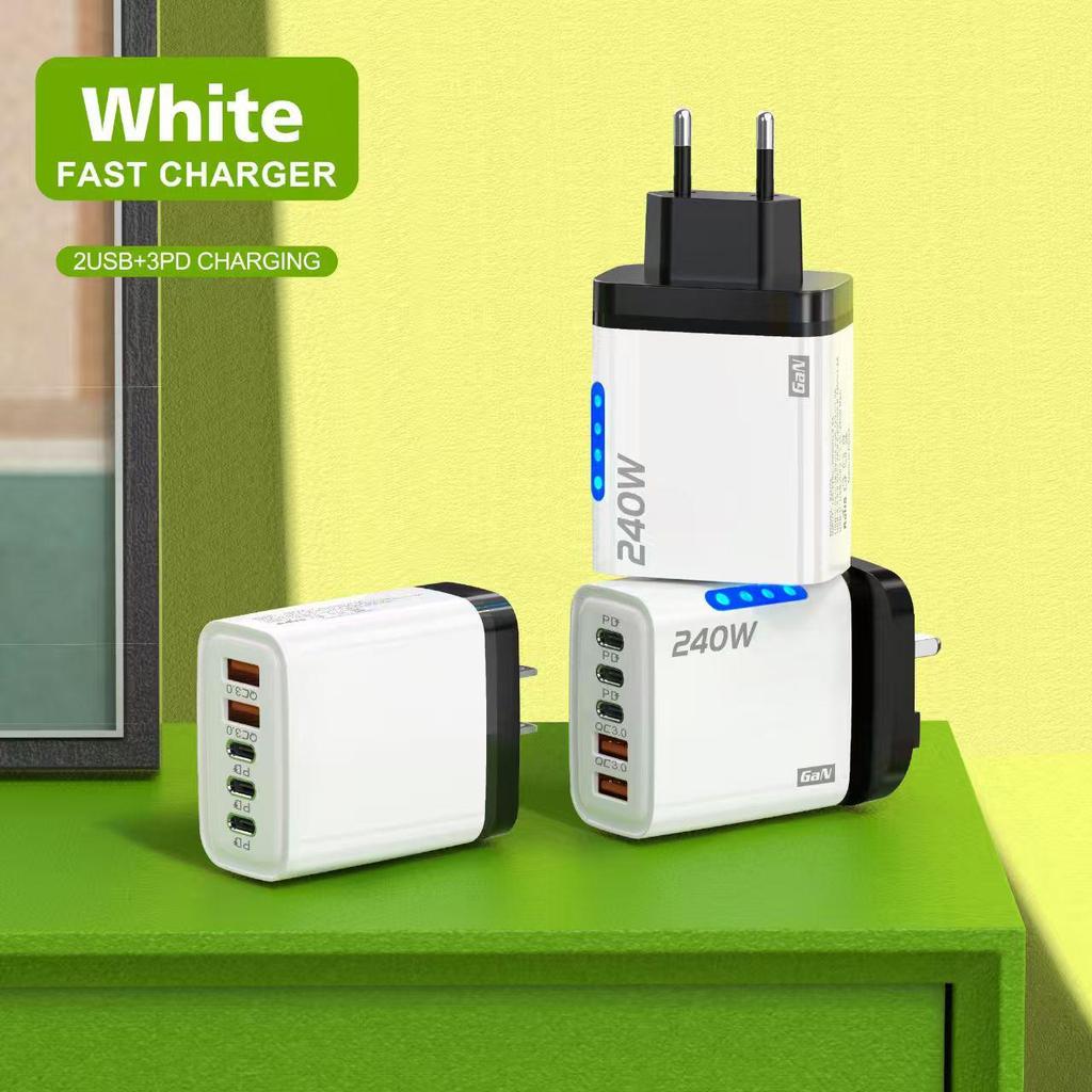 CE Certified 240W GaN Multi-Port Charger with LED Display