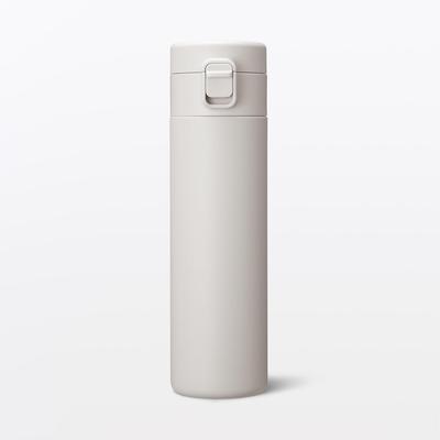 Vacuum Insulated Bottle 500mL Beige - One Touch Cap, Stainless, Japan