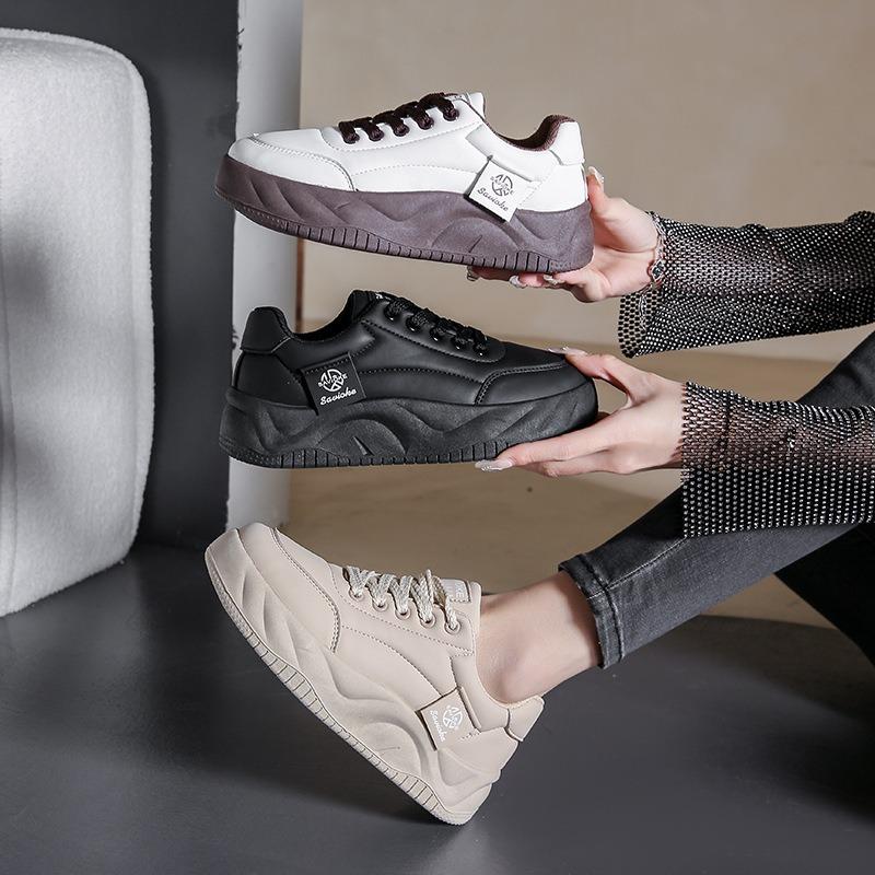 Spring Little White Shoes New Female Student Height Increase Sports Board Shoes Trendy Casual Shoes Street Shooting