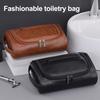 Wasserdichte Toilettentasche für Herren aus Kunstleder, Reise-Kulturbeutel mit mehreren Fächern, Organizer für Pflegeutensilien für Rasierzubehör