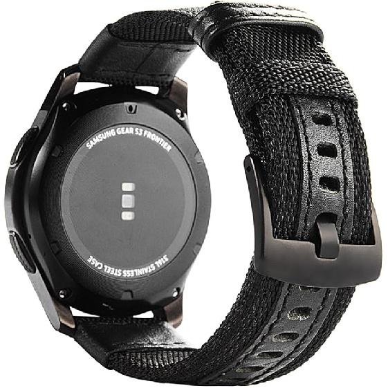 Maxjoy Galaxy Watch 46mm/ Galaxy Watch 3 45mm Bands, Gear S3 Frontier Classic Nylon Band, 22 mm Quick Release Replacement Strap Large Sport Wristband чёрный
