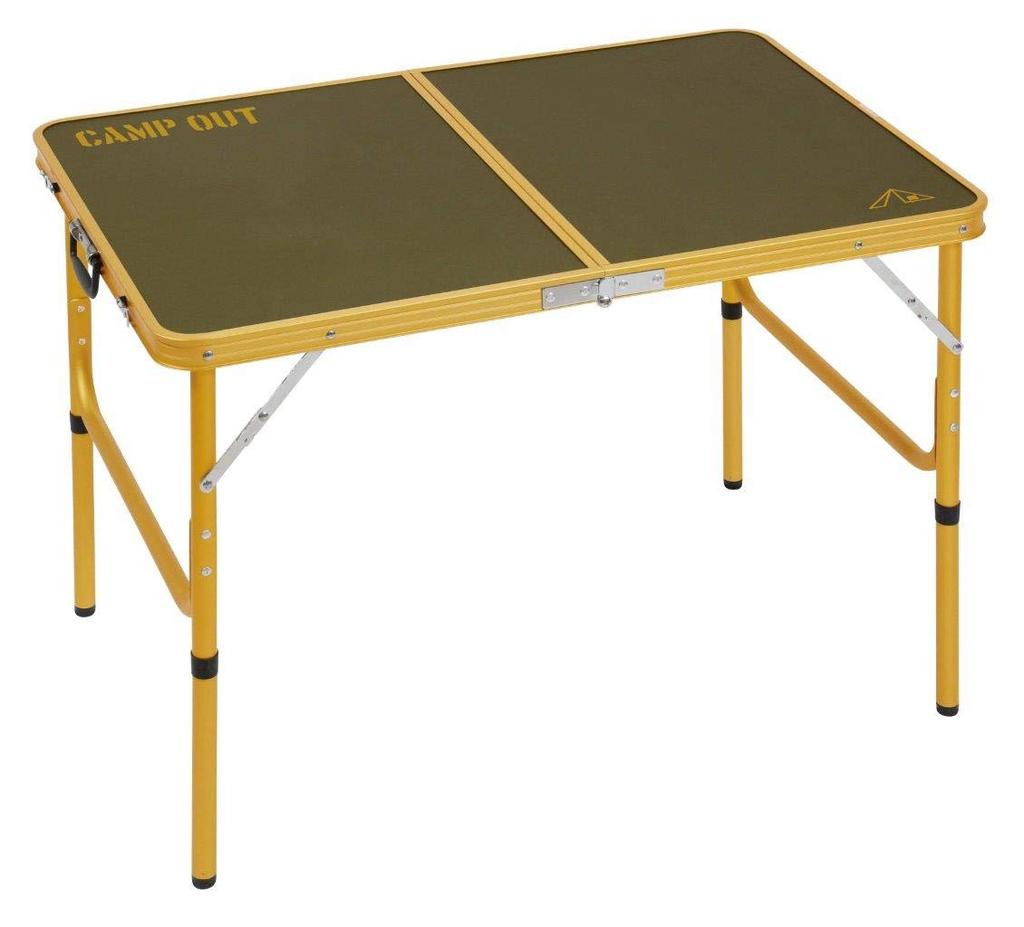 Outdoor table Aluminum table Adjustable height in 4 levels For 2 to 4 people Olive x Old Yellow Campout CAPTAINSTAG four-way UC-553