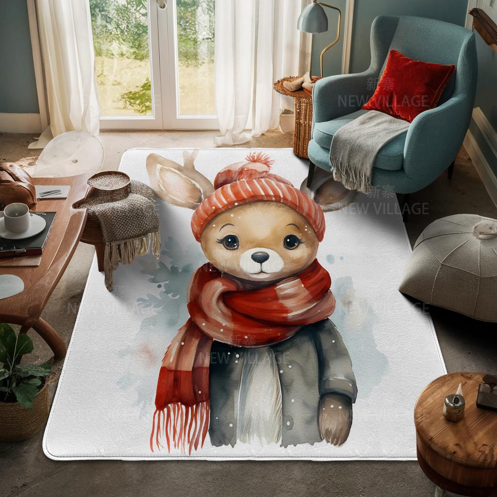 House Entrance Carpet Home Door Mat Living Room Bath Foot Bathroom Non-slip Water Absorption Rugs Bath Merry Christmas Winter