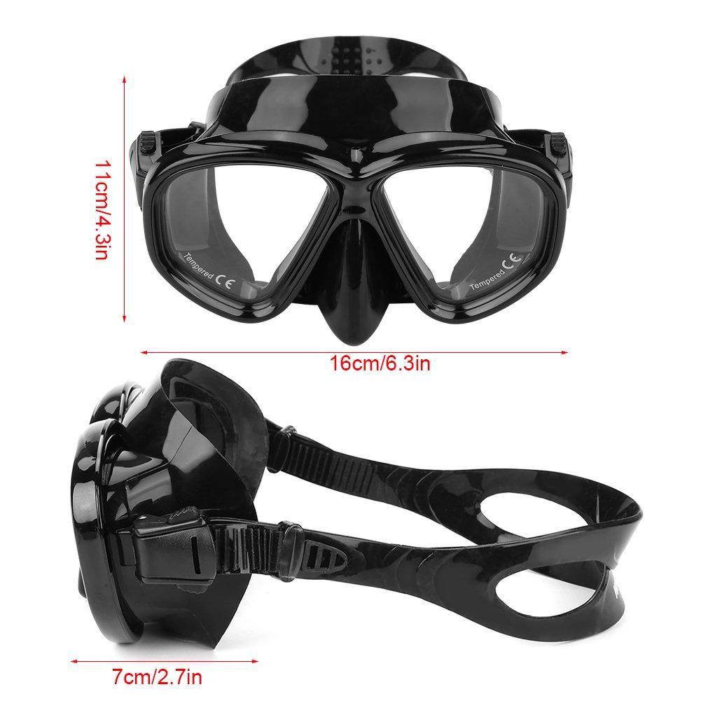 Diving Goggles for and Scuba Unisex Tempered Glass Black Anti-Fog Snorkeling, Swimming, Diving, Adults, Lenses,