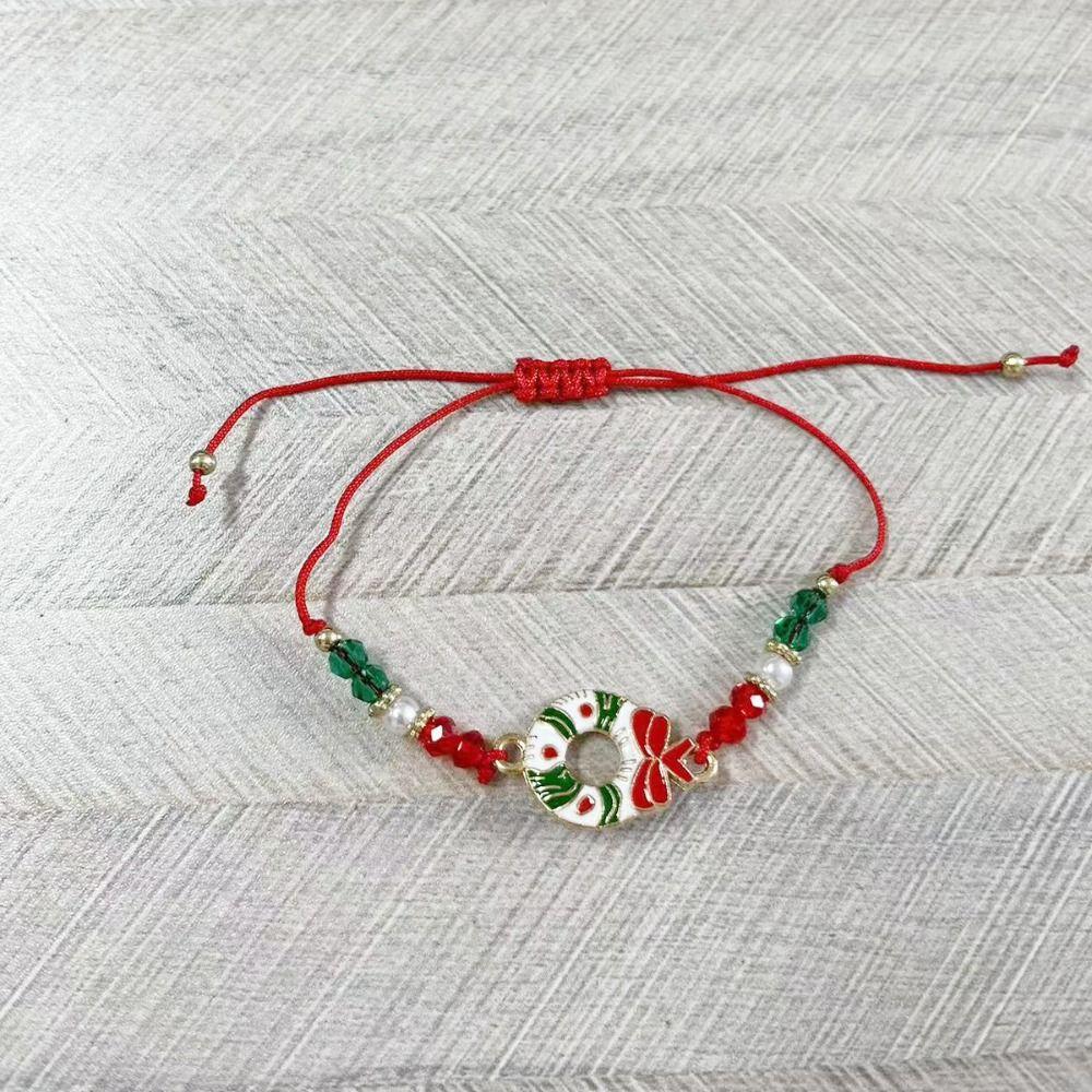 6-Pack Santa Claus Crystal Bead Bracelet Christmas Tree Holiday Parties Christmas Bracelets