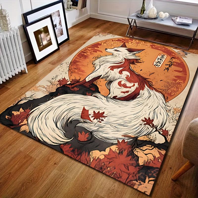 

Fox Spirit Rug Velvet Flannel Printed Floor Mat Mythical Design Decorative Carpet Living Room Home Decor 40x60cm