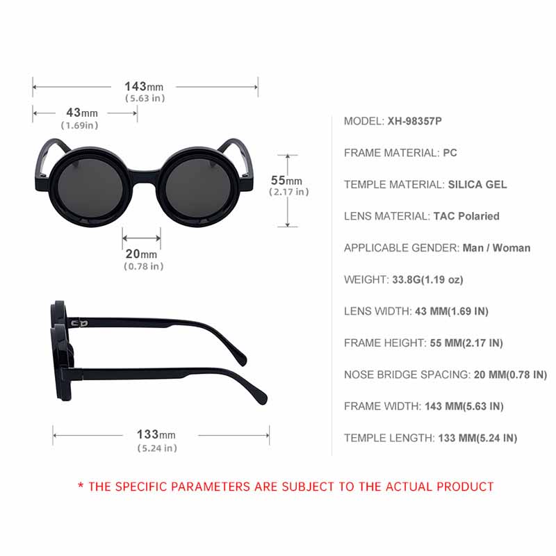ND9 Adjustable Dimming Sunglasses Polarized Small Frame Round Steampunk Men Light-Reducing Sun Glasses for Fishing Driving UV400