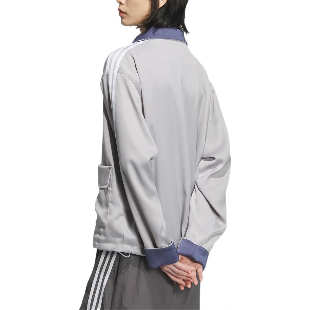 adidas Original CN TT Satäng Kinesisk Stil Knapp Märkeslogotyp Retro Sport Ståkrage Broderad Randig Casual Långärmad Jacka JV9256