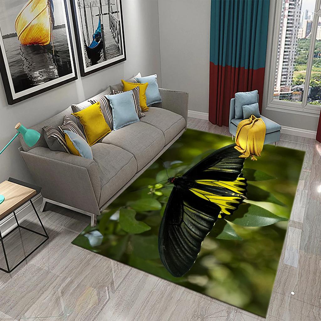 3D Colorful Butterfly Flower Carpet Entrance Door Mat Indoor Carpets Bedroom Decor Living Room Floor Mats Bathroom Non-slip Rug