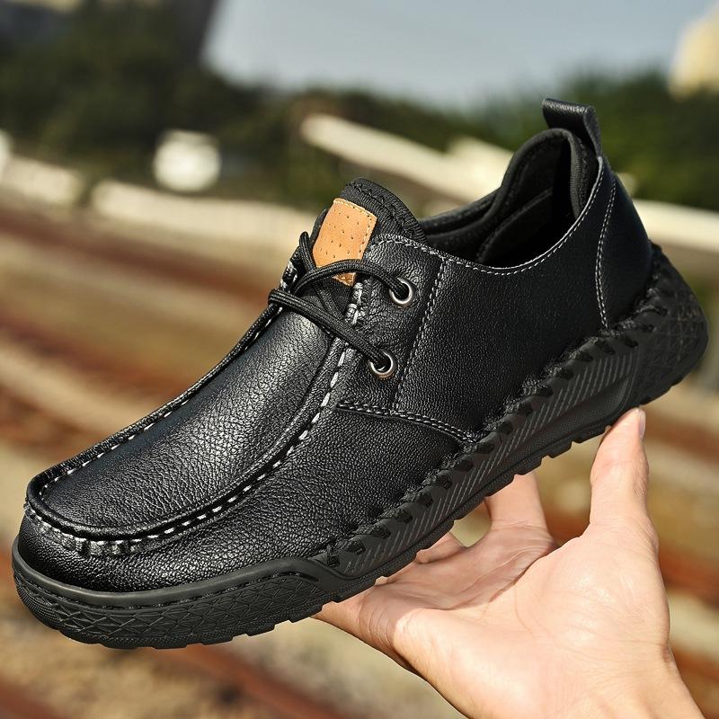 Spring and summer new board shoes large size outdoor stitching men's shoes casual men's cowhide shoes low top large size