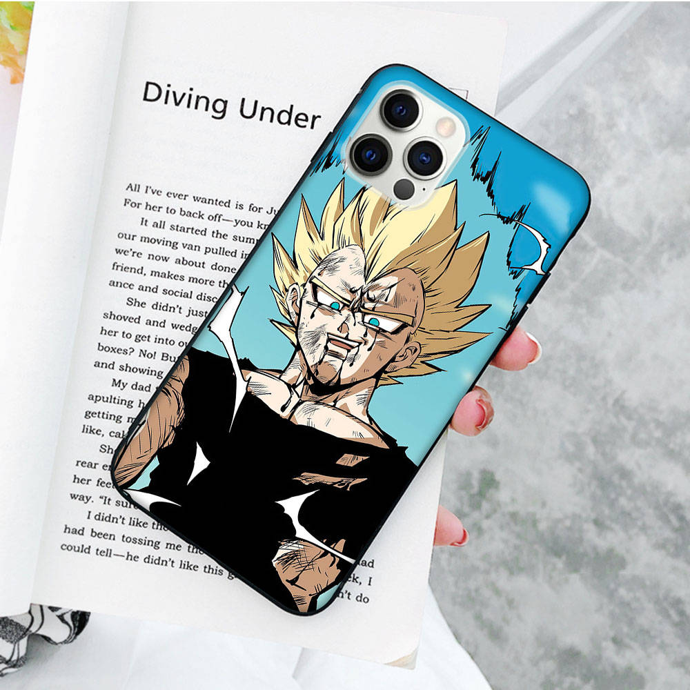 JW64 Dragon Ball Vegeta Black Soft Case für iPhone 16 15 Plus 14 13 Pro 8 SE XR XS Max P30 Nova 5T Y5P Y6 Y7 Y8P Y9 Realme C30 C33 C31 VIVO Y36 V27