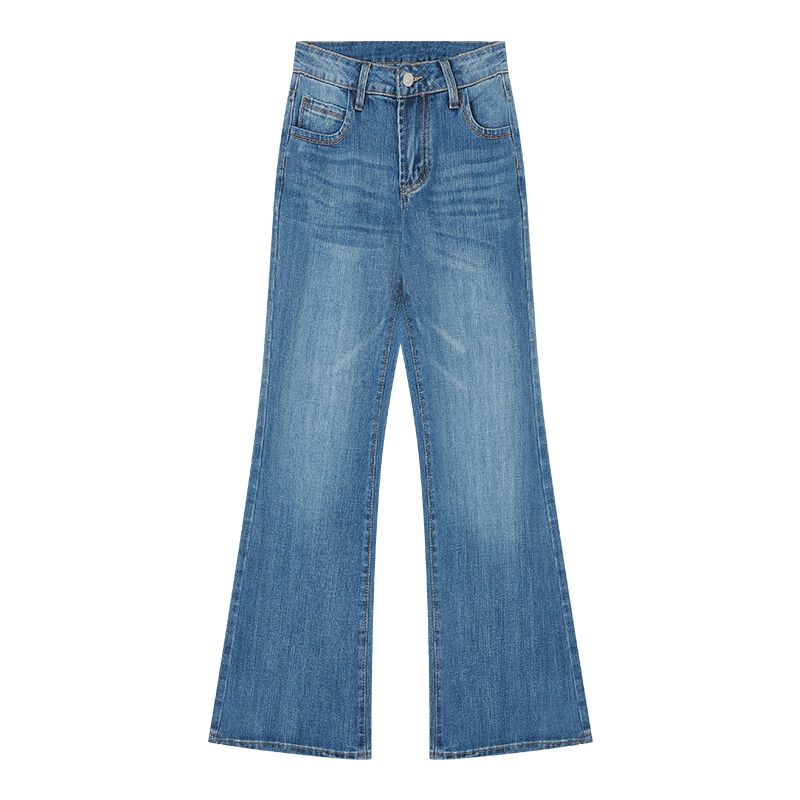 Dark Blue Denim Women's Autumn Small Low Waist Loose Pants Loose Pants Easiest for Match Bootleg Pants Pants Tide