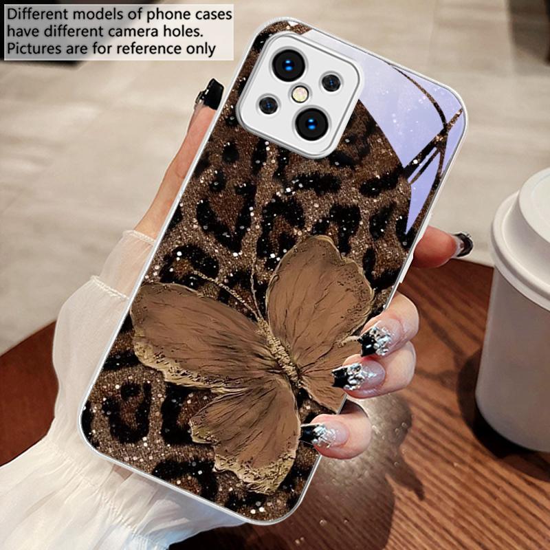 Fluture Violet Leopard Pentru Oppo Find X5 X8 Pro X3 Lite A72 58 73 54S F11 79 Reno 6 4Z 5G Nord N200 Carcasă Telefon din Sticlă Călită