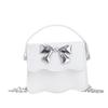 Cute Color Solid Silver Bow Decoration Kid Mini Shoulder Chain Bag Daily For