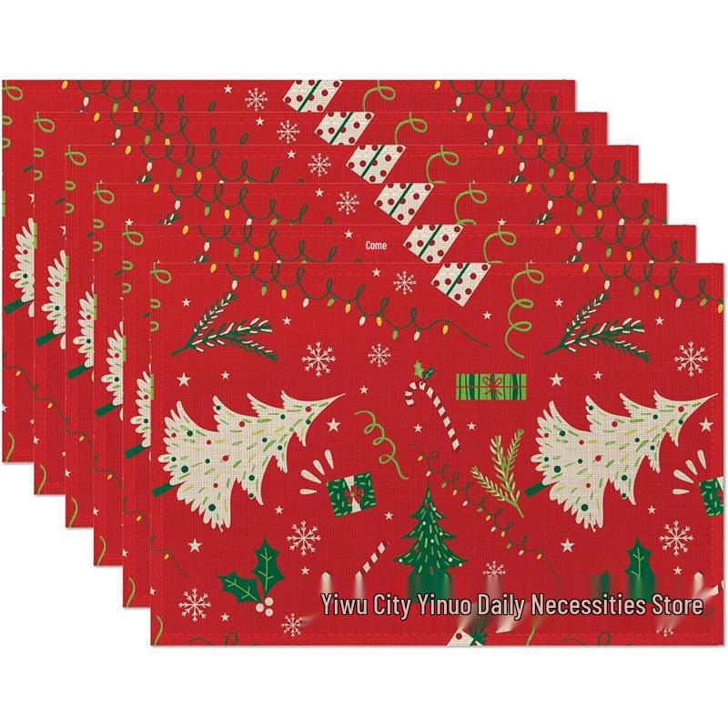 Christmas Snowman & Snowflake Plaid Insulated Placemat - Festive Table Decoration