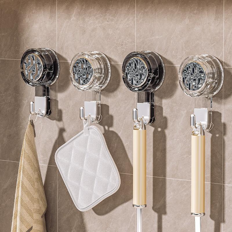 Strong Punch-Free Adhesive Vacuum Suction Cup Hook Traceless Plastic Sticky Hook for Kitchen and Bathroom Door